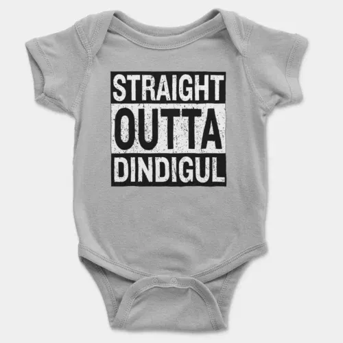 Straight outta dindigul onesie/romper in grey melange color