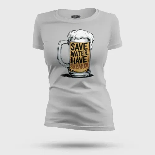 Save water and have sarakku women's t-shirt in grey melange color