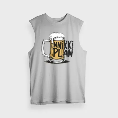 Inniki plan - beer men/unisex tank top in grey melange color