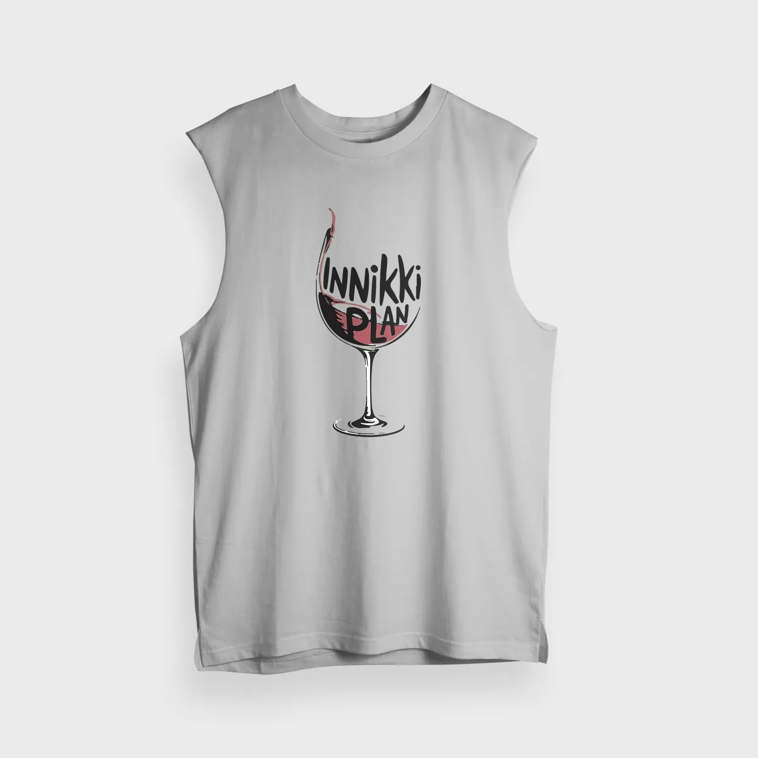 Innikki Plan - Wine Men/Unisex Tank Top in Grey Melange Color