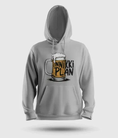 Inniki plan - beer men/unisex hoodie in grey melange color