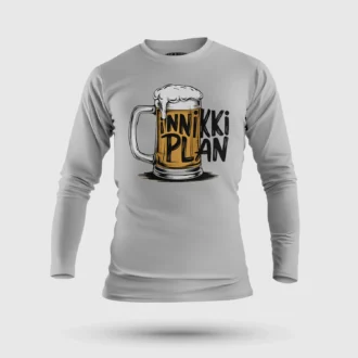 Inniki Plan - Beer Men/Unisex Long Sleeve T-Shirt in Grey Melange Color
