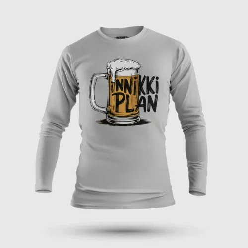 Inniki plan - beer men/unisex long sleeve t-shirt in grey melange color