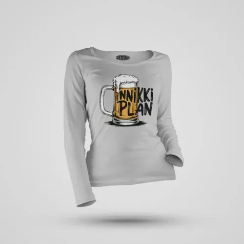 Inniki plan - beer women's long sleeve t-shirt in grey melange color