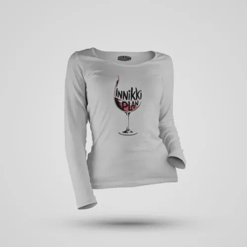 Innikki plan - wine women's long sleeve t-shirt in grey melange color