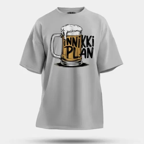 Inniki plan - beer men/unisex oversized t-shirt in grey melange color