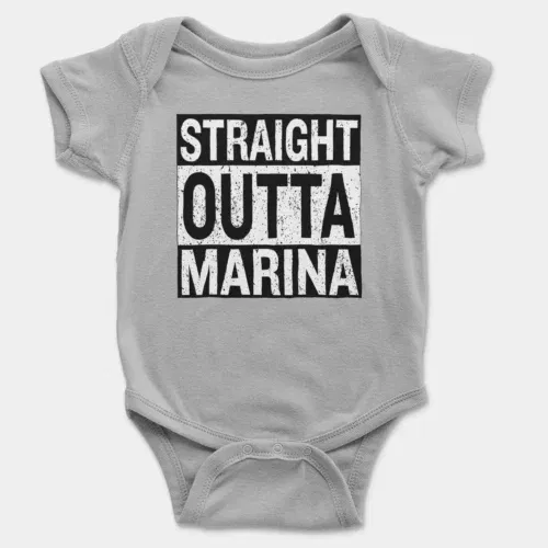 Straight outta marina onesie/romper in grey melange color