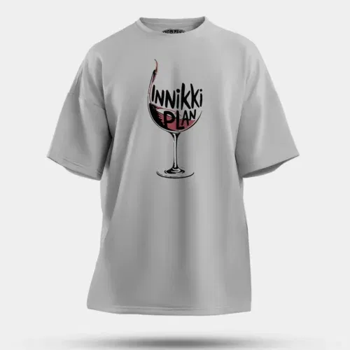 Innikki plan - wine men/unisex oversized t-shirt in grey melange color