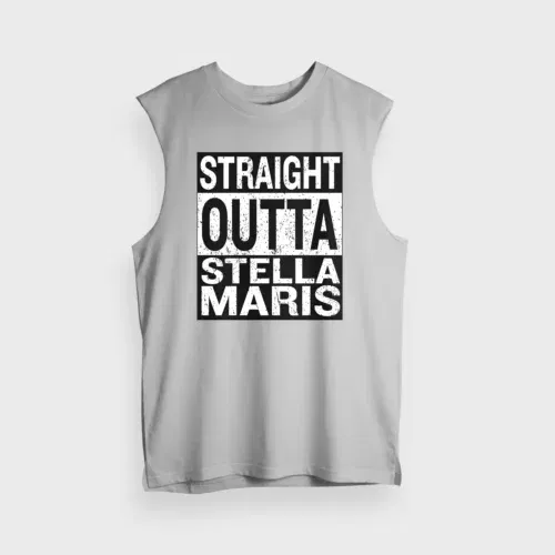 Straight outta stella maris men/unisex tank top in grey melange color