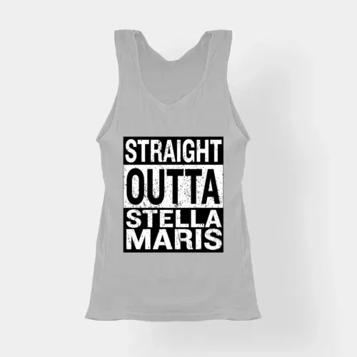 Straight outta stella maris women's tank top in grey melange color