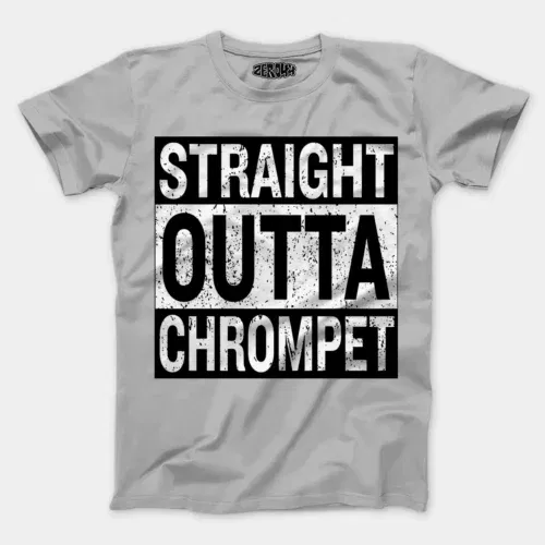 Straight outta chrompet men/unisex t-shirt in grey melange color