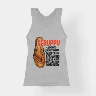 Seruppu - A Device Used By Indian Parents Women's Tank Top in Grey Melange Color