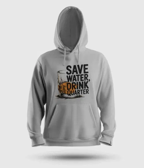 Save water drink quarter men/unisex hoodie in grey melange color