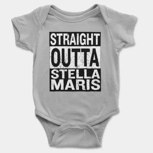 Straight outta stella maris onesie/romper in grey melange color