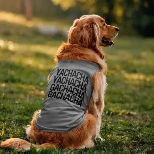 Yachacha yachacha, gachacha gachacha - black dog tank in grey melange color