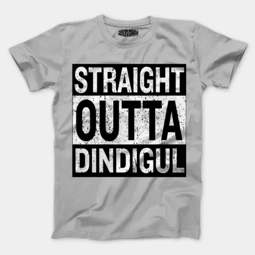 Straight outta dindigul men/unisex t-shirt in grey melange color