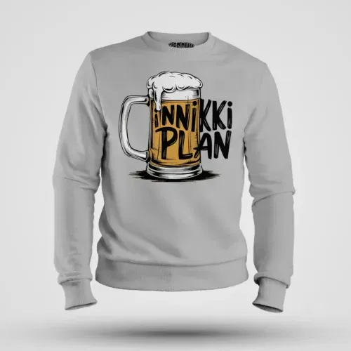 Inniki plan - beer men/unisex sweatshirt in grey melange color