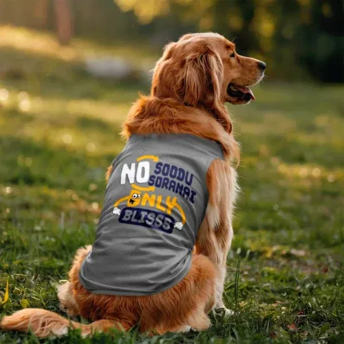 No soodu no soranai only blissssssss dog tank in grey melange color