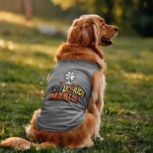 Eriyudhudi maala dog tank in grey melange color