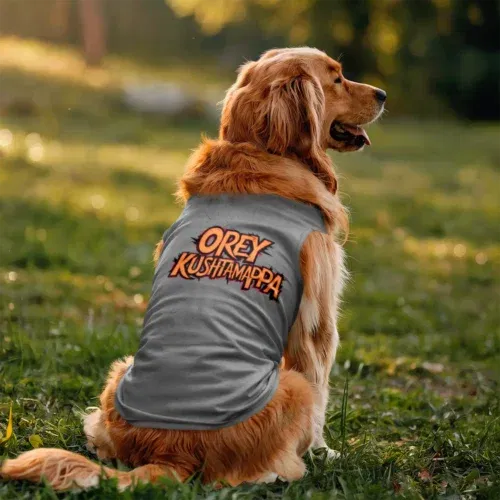 Ore kushtamappa dog tank in grey melange color