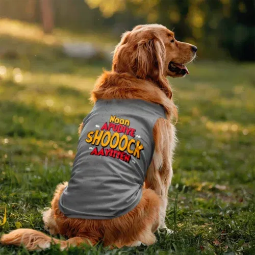 Naan apudiye shoooock aayitten dog tank in grey melange color