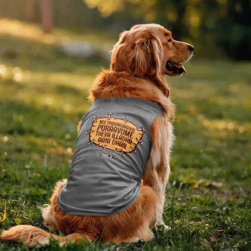 Nee pudungurathu puraavume theva illadha aani dhan dog tank in grey melange color