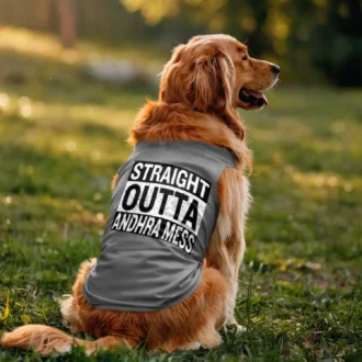 Straight Outta Andhra Mess Dog Tank in Grey Melange Color