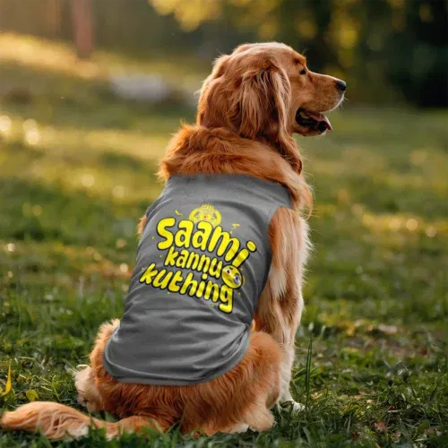 Saami kannu kuthing dog tank in grey melange color