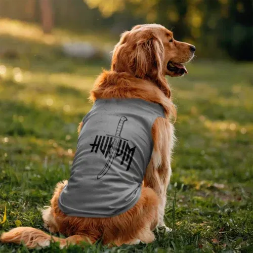 Hukum (black) dog tank in grey melange color