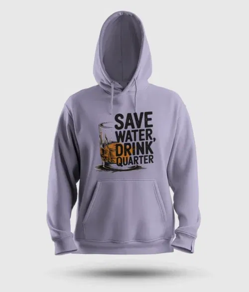 Save water drink quarter men/unisex hoodie in lavender color