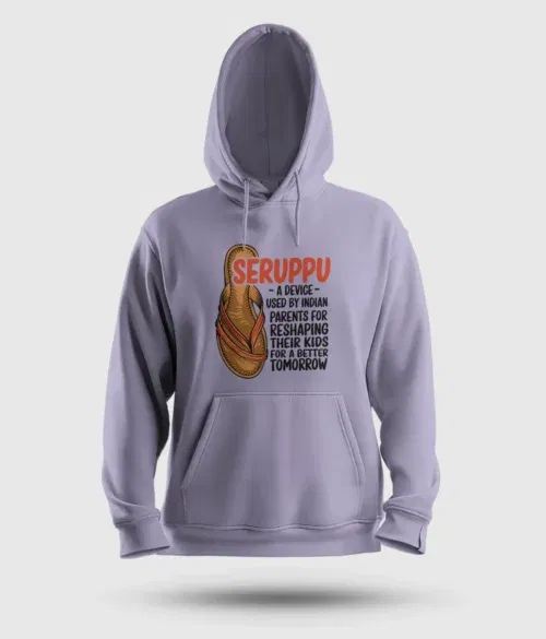 Seruppu - a device used by indian parents men/unisex hoodie in lavender color