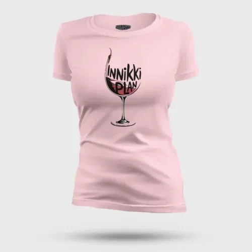 Innikki plan - wine women's t-shirt in light baby pink color