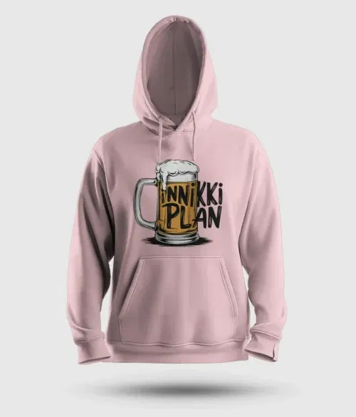 Inniki plan - beer men/unisex hoodie in light baby pink color