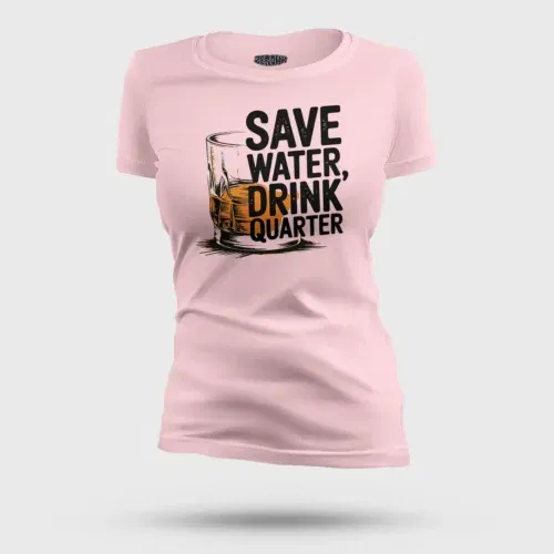 Save water drink quarter women's t-shirt in light baby pink color
