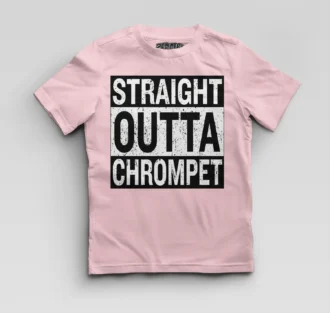 Straight Outta Chrompet Boys Round Neck T-Shirt in Light Baby Pink Color