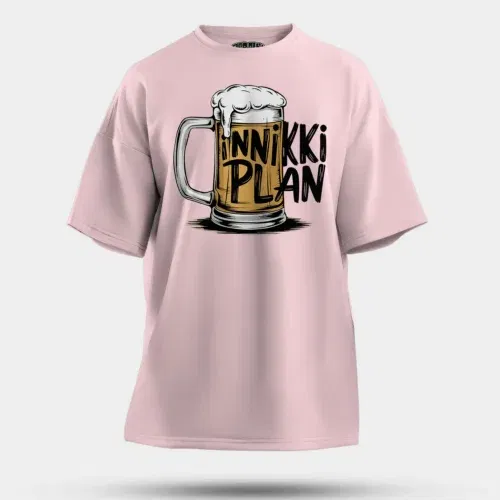 Inniki plan - beer men/unisex oversized t-shirt in light baby pink color