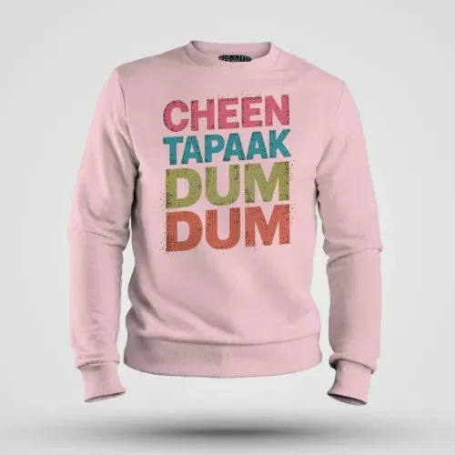 Cheen tapaak dum dum men/unisex sweatshirt in light baby pink color