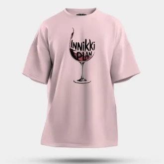 Innikki Plan - Wine Men/Unisex Oversized T-Shirt in Light Baby Pink Color