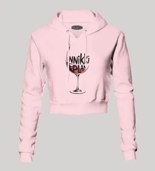 Innikki plan - wine women's crop hoodies in light baby pink color