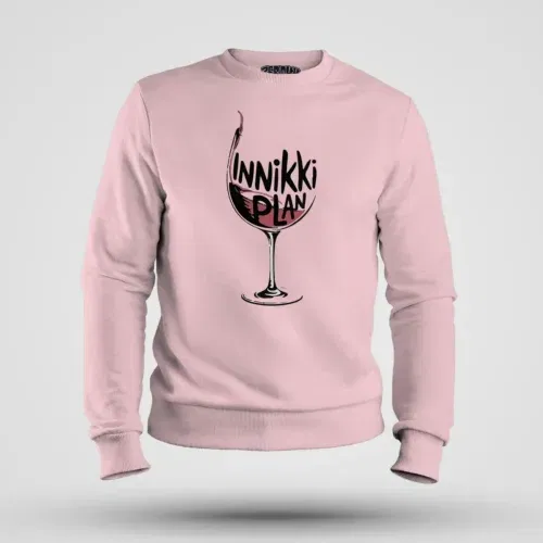 Innikki plan - wine men/unisex sweatshirt in light baby pink color