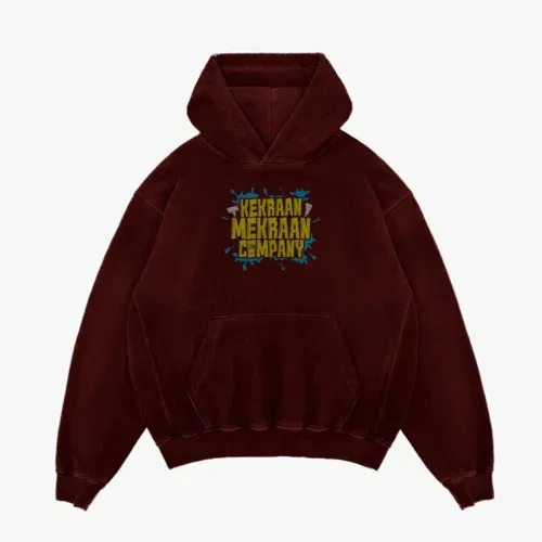 Kekraan mekraan company men/unisex acid wash hoodie in maroon color