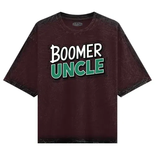 Boomer uncle men/unisex acid wash oversized t-shirt in maroon color