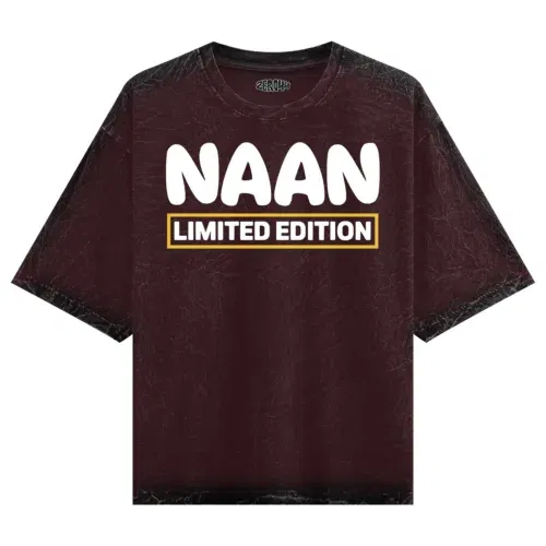 Naan limited edition men/unisex acid wash oversized t-shirt in maroon color