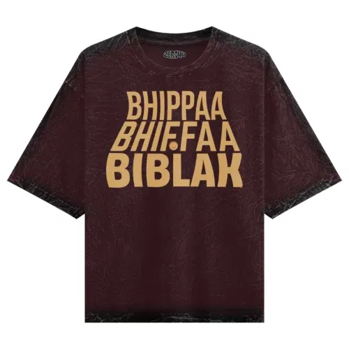 Bhippa bhiffa biblak men/unisex acid wash oversized t-shirt in maroon color
