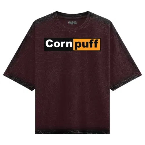 Cornpuff men/unisex acid wash oversized t-shirt in maroon color