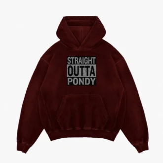 Straight Outta Pondy Men/Unisex Acid Wash Hoodie in Maroon Color