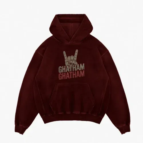 Ghatham ghatham men/unisex acid wash hoodie in maroon color