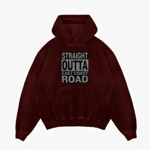 Straight outta ecr men/unisex acid wash hoodie in maroon color