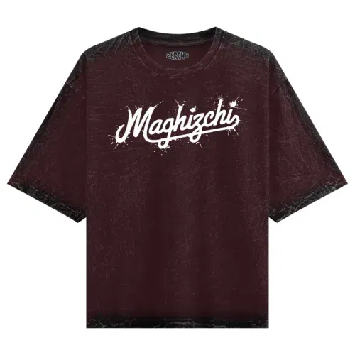 Maghizchi men/unisex acid wash oversized t-shirt in maroon color