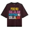 Poo Nu Sollalam Men/Unisex Acid Wash Oversized T-Shirt in Maroon Color